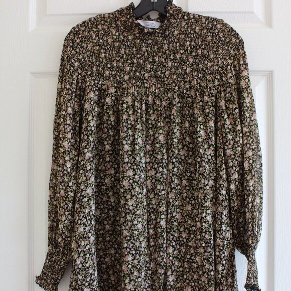 & Other Stories Sheer Smocked Mini Dress Floral Print - Picture 5 of 10